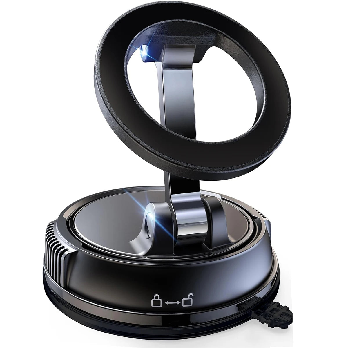 Magnetic Phone Holder with Vacuum Suction, Adjustable 360° Design, Compact and Foldable for Easy Portability