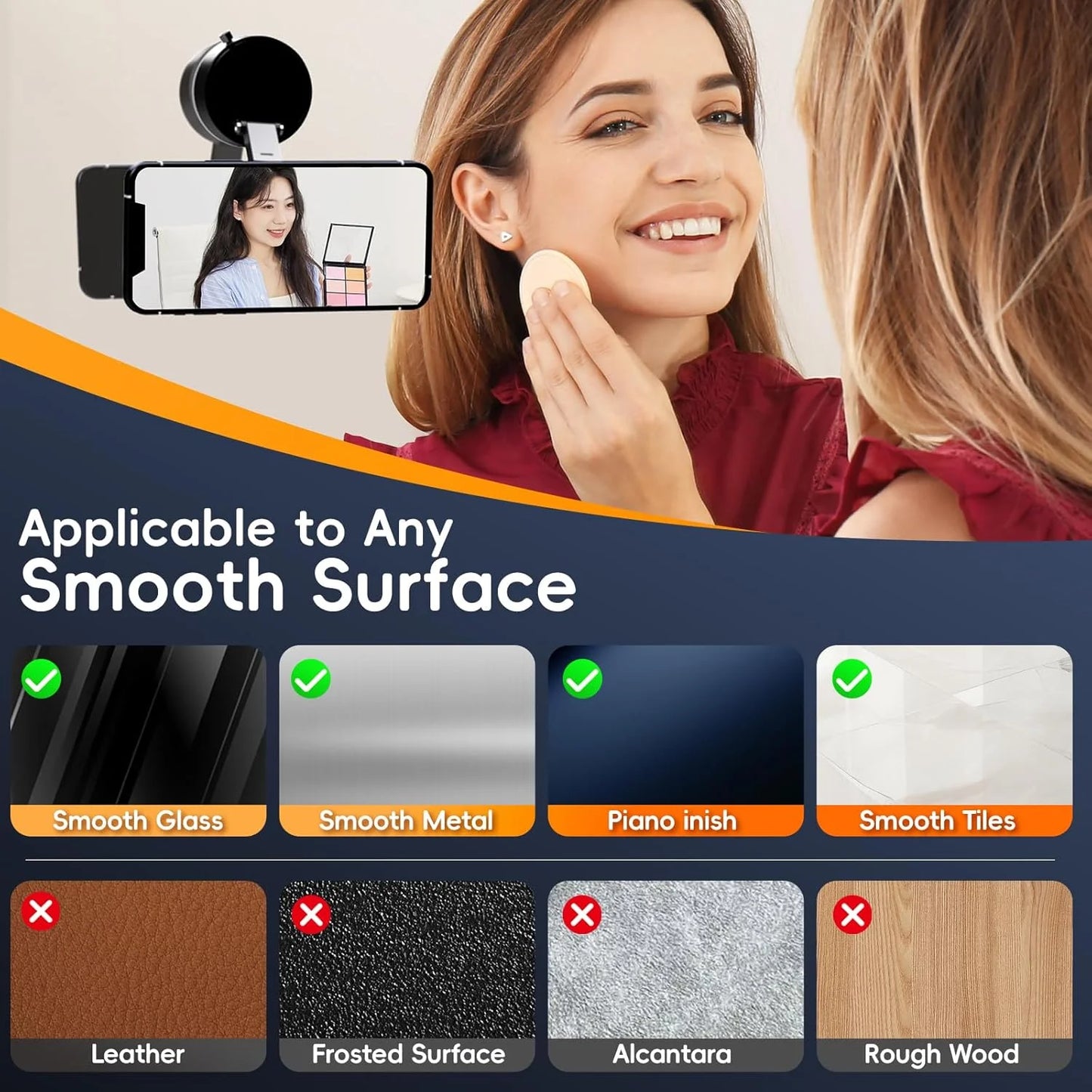 Magnetic Phone Holder with Vacuum Suction, Adjustable 360° Design, Compact and Foldable for Easy Portability