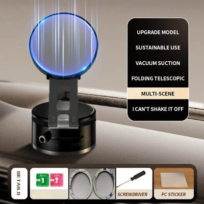 Magnetic Phone Holder with Vacuum Suction, Adjustable 360° Design, Compact and Foldable for Easy Portability