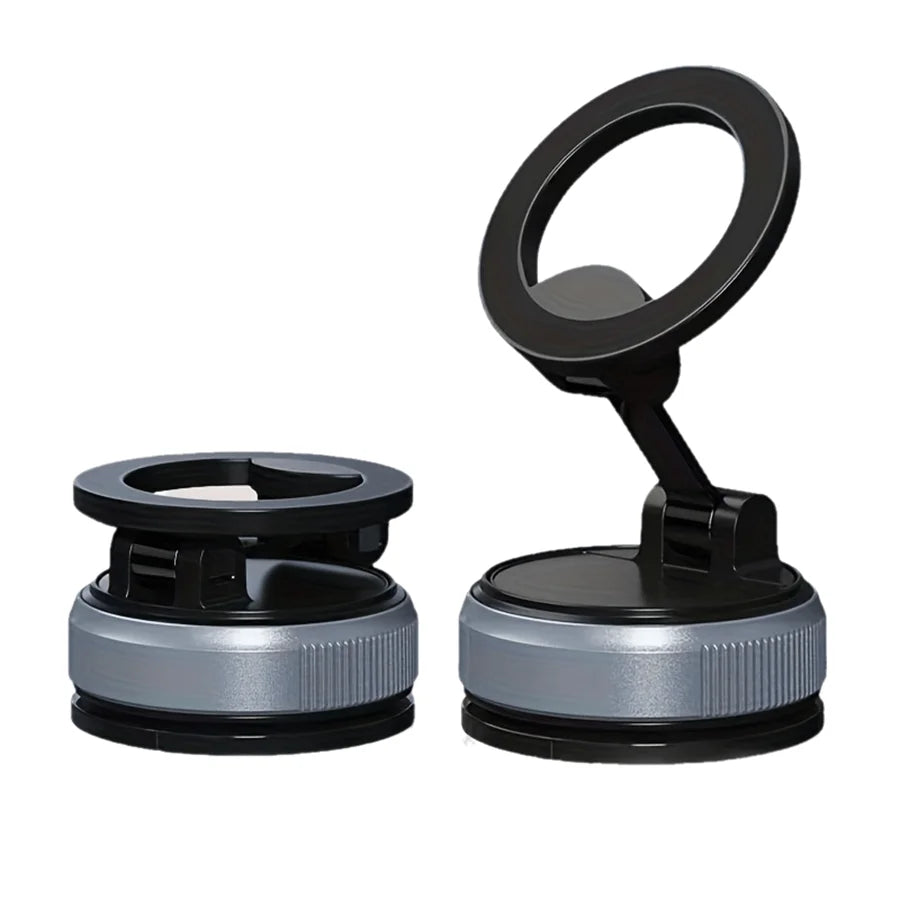 Magnetic Phone Holder with Vacuum Suction, Adjustable 360° Design, Compact and Foldable for Easy Portability